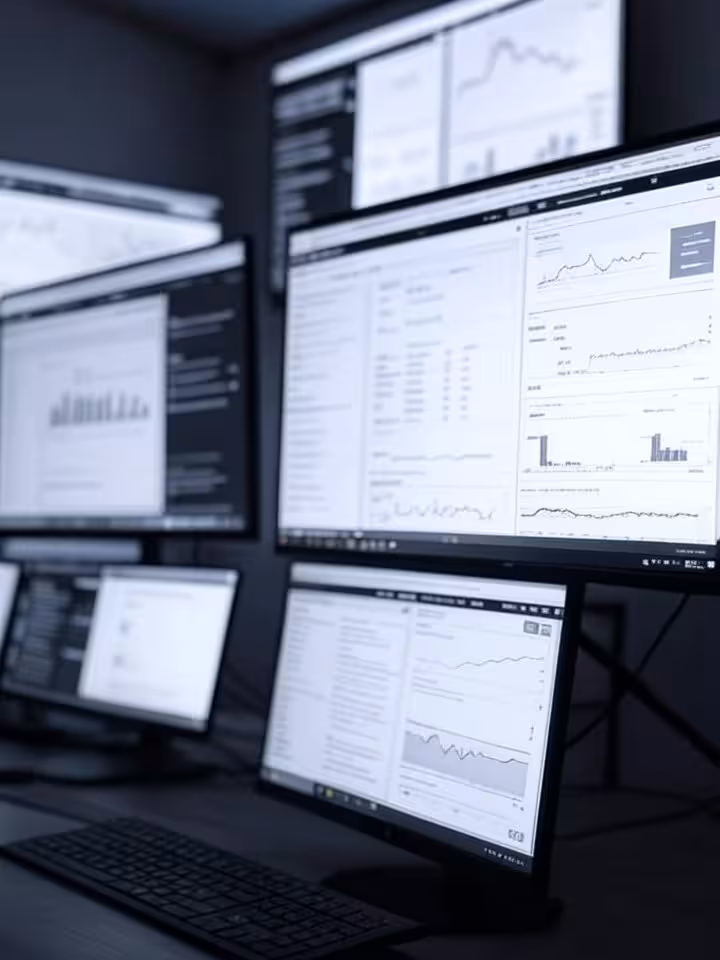 website performance dashboard showing query metrics and database statistics, analytics graphs on mul